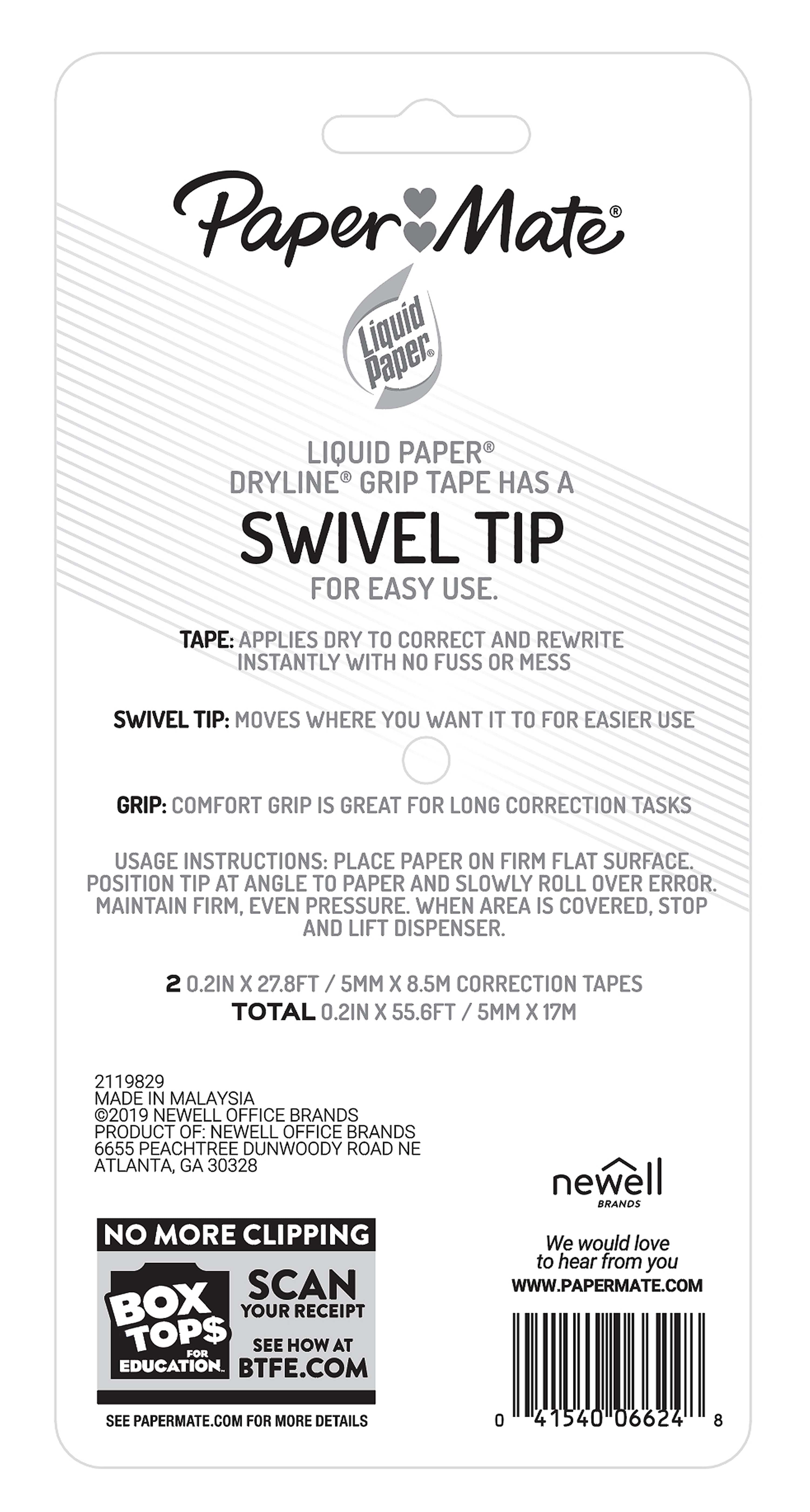 Paper Mate Liquid Paper DryLine Grip Correction White Tape, 2 Count - Paper Mate - Nimbus Distributors - wholesale and distributors in United States Paper Mate Liquid Paper DryLine Grip Correction White Tape, 2 Count - Paper Mate - Nimbus Distributors - wholesale and distributors in United States